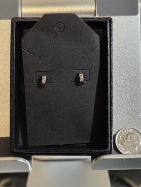 NWOT Fashion earrings Rhinestone and silver tone half hoop